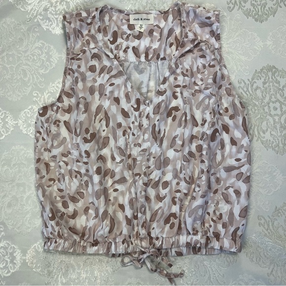 Cloth & Stone Anthropologie Sleeveless Blouse Abstract Print Size Large - Picture 7 of 8